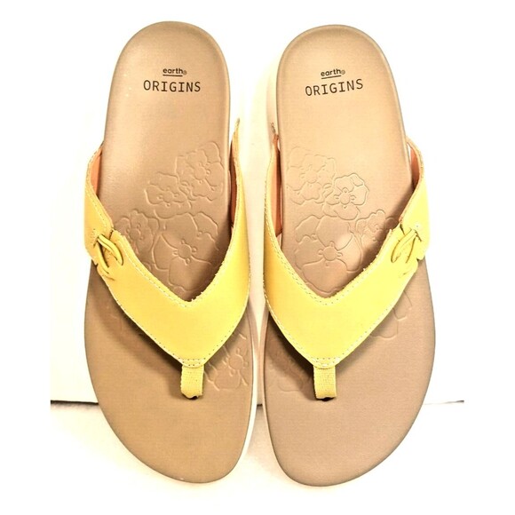 Earth Origins Thong Sandals SIZE 11 Dania Lemon Yellow Women's Comfort Sandals - Picture 2 of 9